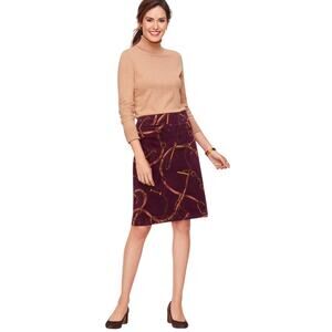 NWT Talbots Equestrian Purple Corduroy A-Line Skirt Size 12